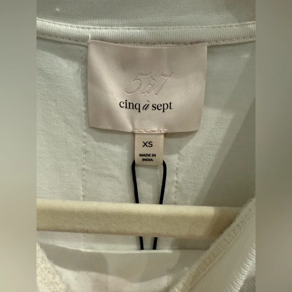 NWT Cinq à Sept White Lace Stefania Trim Shirt 3/4 Sleeve Blouse Size XS - Picture 6 of 12